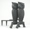 French Art Deco Cast Iron Sculptural Owl Fireplace Andirons, 1930s, Set of 2 14