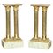 Antique Victorian Marble & Brass Roman Grand Tour Statue Columns Pillars, Set of 2 1