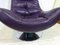 Purple Full Grain Leather Swivel Chair, 1970s, Image 11