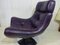 Purple Full Grain Leather Swivel Chair, 1970s 6