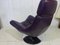 Purple Full Grain Leather Swivel Chair, 1970s, Image 10