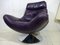 Purple Full Grain Leather Swivel Chair, 1970s 1