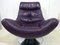 Purple Full Grain Leather Swivel Chair, 1970s, Image 12