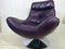 Purple Full Grain Leather Swivel Chair, 1970s 9