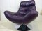 Purple Full Grain Leather Swivel Chair, 1970s, Image 9