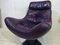 Chaise Pivotante en Cuir Pleine Fleur Violet, 1970s 3
