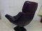 Purple Full Grain Leather Swivel Chair, 1970s 8