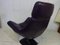 Purple Full Grain Leather Swivel Chair, 1970s, Image 8