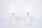 Lámparas de mesa altas de vidrio blanco atribuidas a Holmegaard, años 70. Juego de 2, Imagen 6