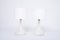 Tall White Glass Model Candy Table Lamps attributed to Holmegaard, 1970s, Set of 2 7