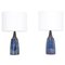 Tall Blue Stoneware Model 1042 Table Lamps attributed to Einar Johansen for Søholm, 1960s, Set of 2, Image 1