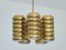 5-Arm Pendant Light in Brass by Kai Ruokonen for Lynx, Finland, Early 1970s 15