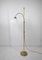 German Height-Adjustable Floor Lamp in Brass with Glass Shade, 1950s 1