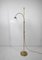 German Height-Adjustable Floor Lamp in Brass with Glass Shade, 1950s, Image 1