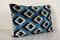 Blue Silk & Ikat Velvet Uzbek Pillow Cover, 2010s 2