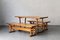 Dining Table & Benches in Oregon Pine, 1960s, Set of 3 1