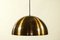 Vintage Brass Hemisphere Pendant Lamp, 1960s 3