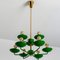 Chandelier in Brass and Green Meta in the style of Stilnovo, Italy, 1960s 3