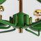 Chandelier in Brass and Green Meta in the style of Stilnovo, Italy, 1960s, Image 8