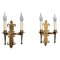 Late 19th Century French Gilt Wrought Iron Sconces, 1890s, Set of 2, Image 1