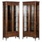 Walnut Faux Bamboo Glazed Display Cabinets, Set of 2 1