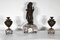 Marble and Bronze Chimney Decorative, End of 19th Century, Set of 3 1