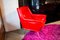 Italian Armchair with Red Vinyl Coating, 1950s 2