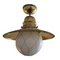 Vintage Glass and Gilt Brass Boat Ceiling Lamp 1