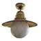 Vintage Glass and Gilt Brass Boat Ceiling Lamp, Image 1