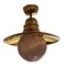 Vintage Glass and Gilt Brass Boat Ceiling Lamp 5