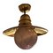 Vintage Glass and Gilt Brass Boat Ceiling Lamp, Image 5