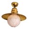 Vintage Glass and Gilt Brass Boat Ceiling Lamp 4