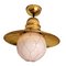 Vintage Glass and Gilt Brass Boat Ceiling Lamp, Image 4