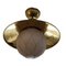 Vintage Glass and Gilt Brass Boat Ceiling Lamp, Image 3
