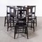 Elm and Ash Ebonised Church Chapel Dining Chairs, 1960s, Set of 6 1