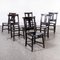 Elm and Ash Ebonised Church Chapel Dining Chairs, 1960s, Set of 6, Image 4