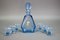 Art Deco Bohemian Blue Color Glass Decanter and Glasses, 1930s, Set of 7 3