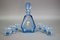 Art Deco Bohemian Blue Color Glass Decanter and Glasses, 1930s, Set of 7, Image 3