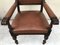 Oak Throne Chair Covered with Leather, 1900s 24