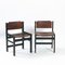Vintage Brutalist Hide Leather and Wood with Rope Dining Chairs, Set of 2 14