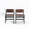 Vintage Brutalist Hide Leather and Wood with Rope Dining Chairs, Set of 2 2