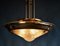 French Art Deco Brass & Glass Lalique Style Pendant Light, 1925 16