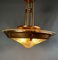 French Art Deco Brass & Glass Lalique Style Pendant Light, 1925 4