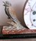 Reloj francés Art Déco de mármol y pájaro de metal bronceado, 1930, Imagen 12