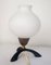 Petite Lampe de Bureau en Verre Opalin Noir, 1950s 1