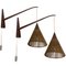 Lámparas de pared giratorias de teca, sisal y latón atribuidas a Temde, Suiza, años 60. Juego de 2, Imagen 27