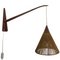 Teak Sisal and Brass Arc Swing Wall Lamps attributed to Temde, Switzerland, 1960s, Set of 2 10