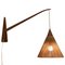 Lámparas de pared giratorias de teca, sisal y latón atribuidas a Temde, Suiza, años 60. Juego de 2, Imagen 7