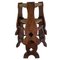 Set of Brutalist Neo Gothic Rush Oak Tripod Stools, France, 1960s 4