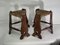 Set of Brutalist Neo Gothic Rush Oak Tripod Stools, France, 1960s 16